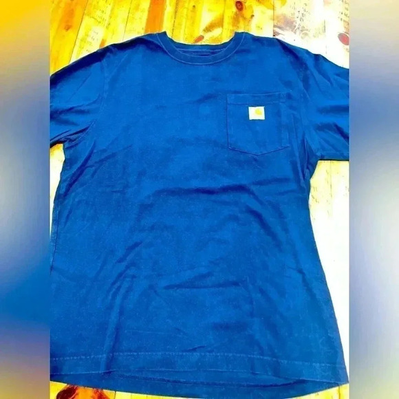 Carhartt pocket Logo heavyweight tee t-shirt navy blue - Picture 1 of 4